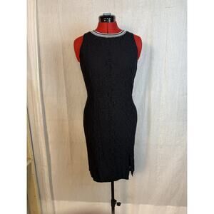 PROJECT RUNWAY Dress Womens Size 12 Black Lace Floral Stretch Zip Up Goth D661